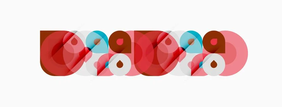 Abstract geometric shapes overlap, creating colorful patterns. Red, blue, pin 스톡 일러스트