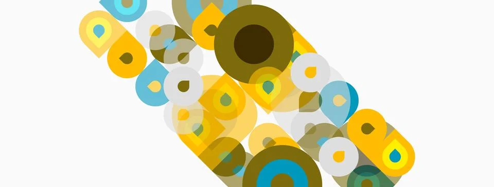 Abstract geometric shapes overlap, creating dynamic visual texture. Circles, Stock Illustration