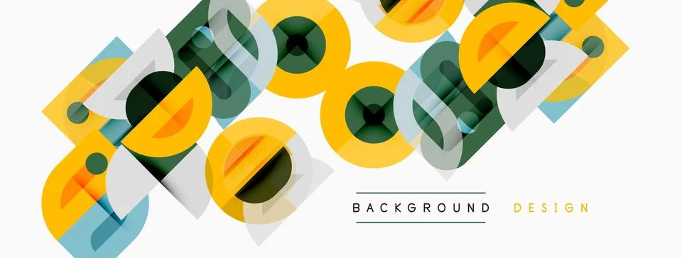 Abstract geometric shapes overlap, creating dynamic visual texture. Yellow, Stock Illustration