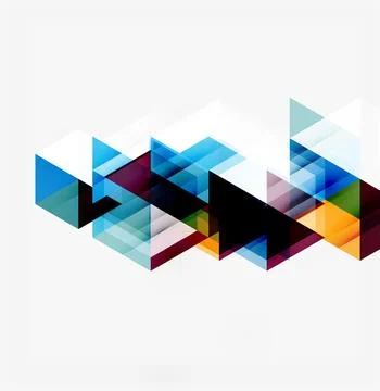 Abstract geometric shapes overlap, creating dynamic visual flow. Blue, purple Stock Illustration