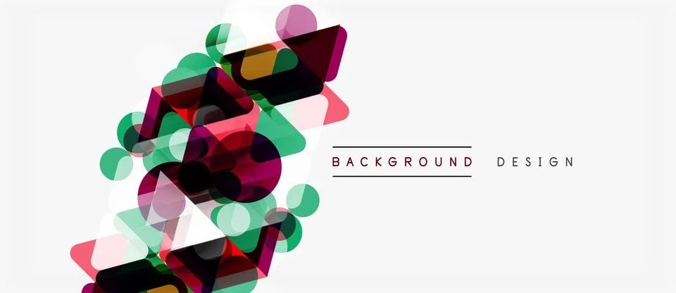Abstract geometric shapes overlap, creating vibrant colorful design. Modern Illustrazione stock