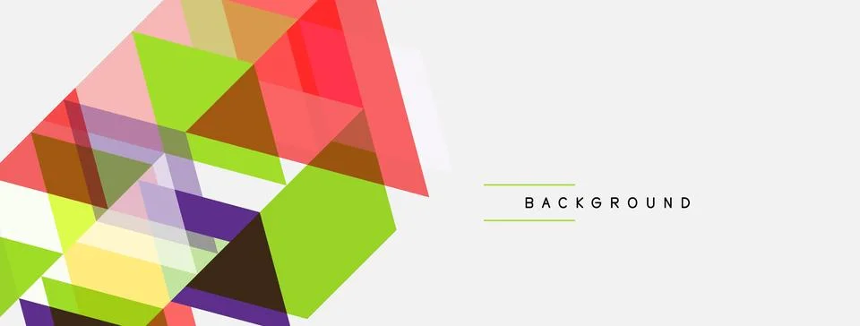 Abstract geometric shapes overlap, creating vibrant colorful design. White .. Stock Illustration