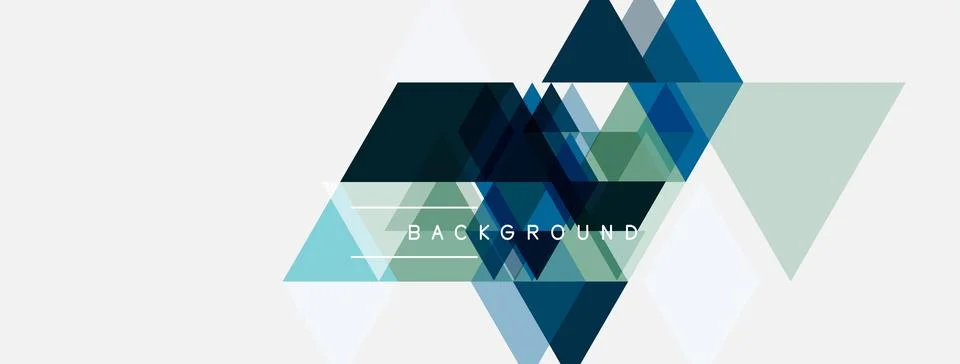 Abstract geometric shapes overlap, creating modern background. Blue, green hu Stock Illustration