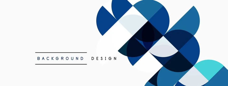 Abstract geometric shapes overlap, creating dynamic visual effect. Blue hues Illustrazione stock