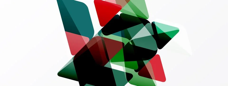 Abstract geometric shapes overlap, creating dynamic composition. Red, green, Stock Illustration