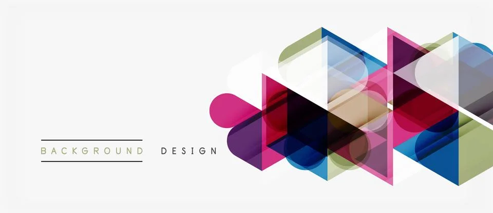 Abstract geometric shapes overlap, creating vibrant color gradients. Modern Stock Illustration