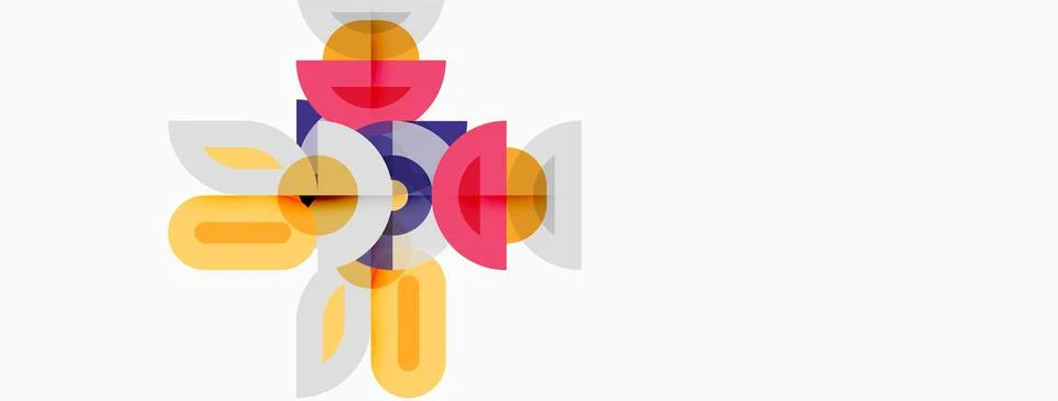 Abstract geometric shapes overlap, creating floral impression. Colors include Illustration