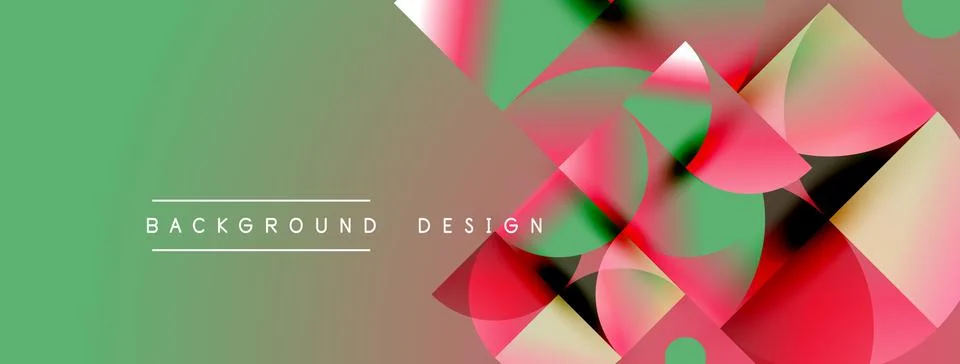 Abstract geometric shapes overlap, creating vibrant color gradients. Green Stock Illustration