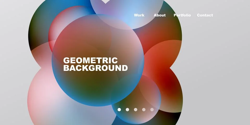 Abstract geometric shapes overlap, creating vibrant color blends. Text displa Stock Illustration