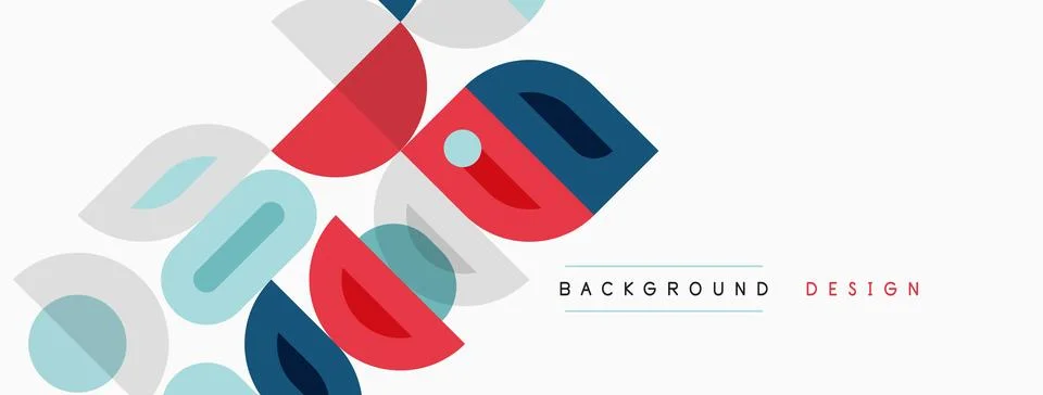 Abstract geometric shapes overlap, creating dynamic visual texture. Red, blue Stock Illustration