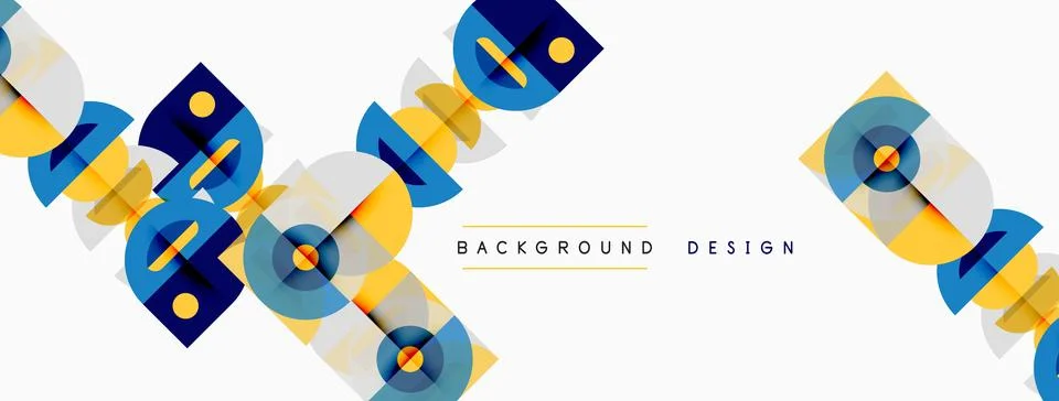 Abstract geometric shapes overlap, creating dynamic visual texture. Blue, y.. Stock Illustration