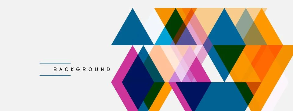 Abstract geometric shapes overlap, creating vibrant colorful pattern. Minim.. Illustrazione stock