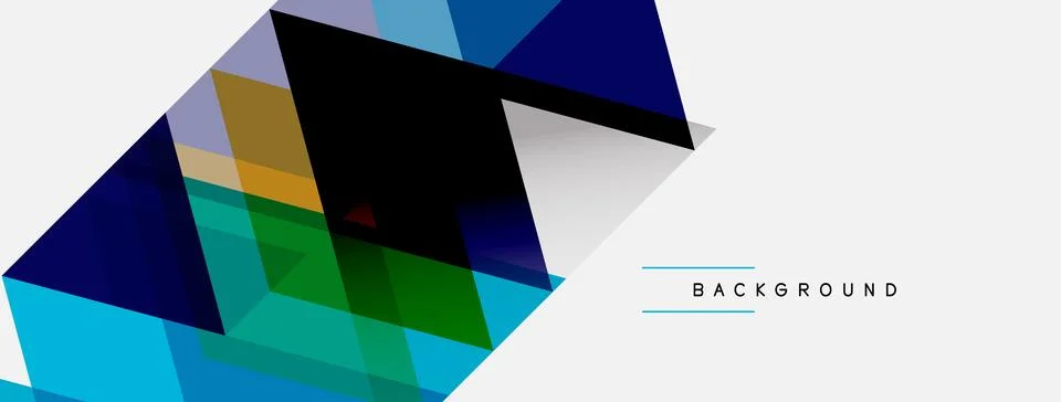 Abstract geometric shapes overlap, creating vibrant color blocks. White space Illustrazione stock