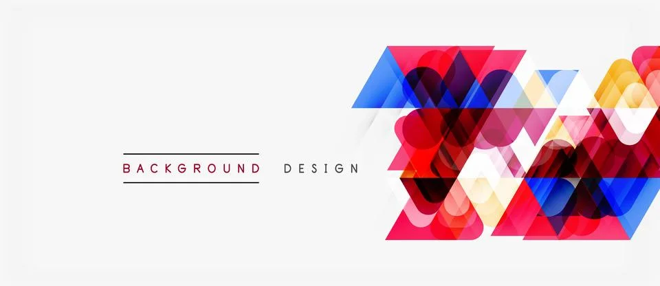 Abstract geometric shapes overlap, creating vibrant colorful design. Minimali Stock Illustration