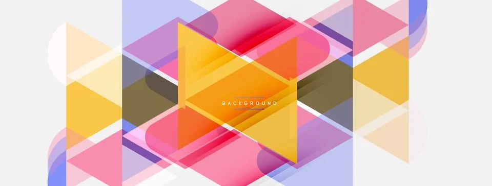 Abstract geometric shapes overlap, creating vibrant colorful background. Soft Illustrazione stock