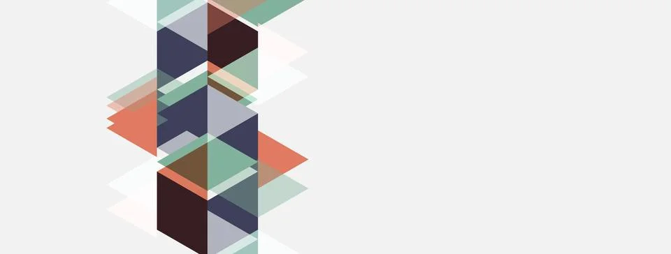Abstract geometric shapes overlap, creating layered design. Muted colors Stockillustratie