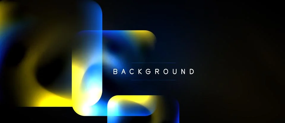 Abstract geometric shapes overlap, creating vibrant blue, yellow gradients on Stock Illustration