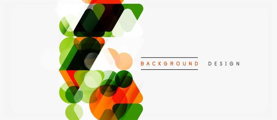 Abstract geometric shapes overlap, creating vibrant color gradients. Modern Illustrazione stock