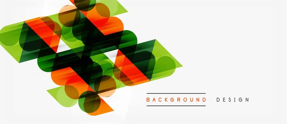 Abstract geometric shapes overlap, creating vibrant color gradients. Design Illustrazione stock