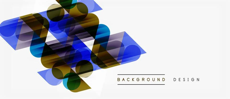 Abstract geometric shapes overlap, creating vibrant color gradients. Modern Stock Illustration