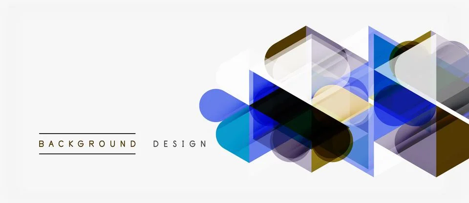 Abstract geometric shapes overlap, creating dynamic visual texture. Blue, gol Stock Illustration