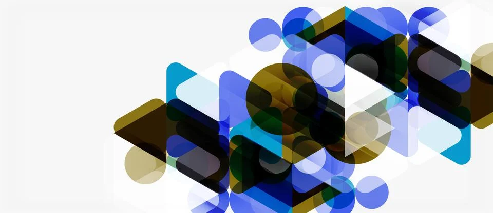 Abstract geometric shapes overlap, creating dynamic visual texture. Blues, Stock Illustration