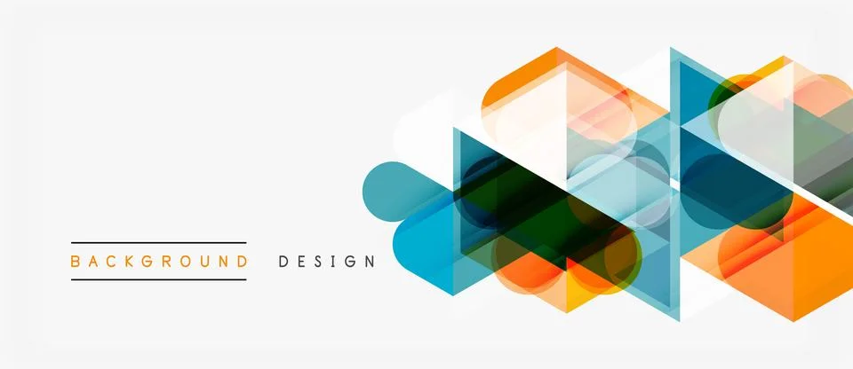 Abstract geometric shapes overlap creating modern design. Orange, teal, gray Illustrazione stock