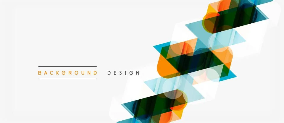 Abstract geometric shapes overlap, creating dynamic visual effect. Bright c.. Stock Illustration