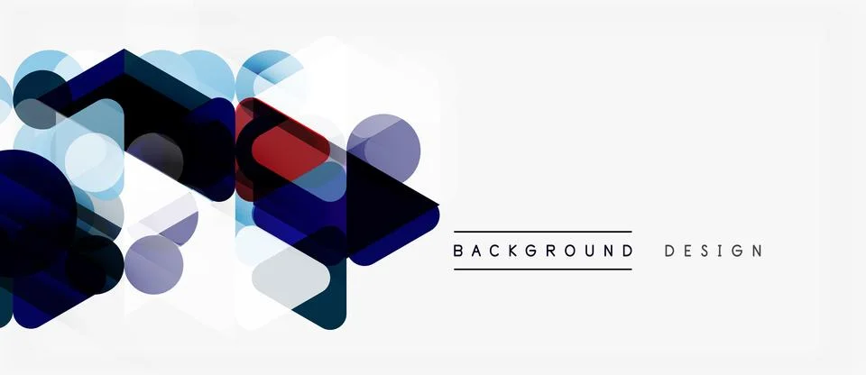 Abstract geometric shapes overlap, creating dynamic visual effect. Blue, navy Illustrazione stock