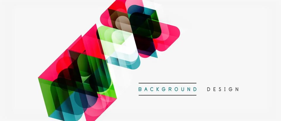 Abstract geometric shapes overlap, creating vibrant colorful design. Modern Illustrazione stock