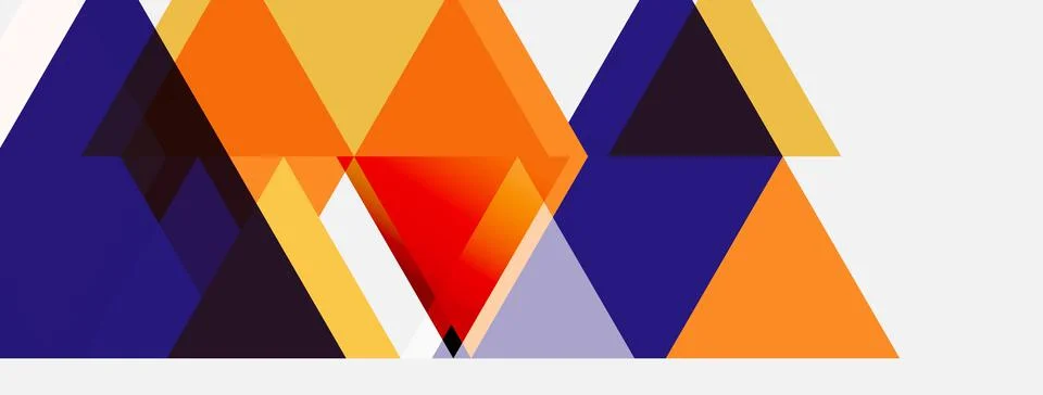 Abstract geometric shapes overlap, creating vibrant color patterns. Triangles イラスト素材