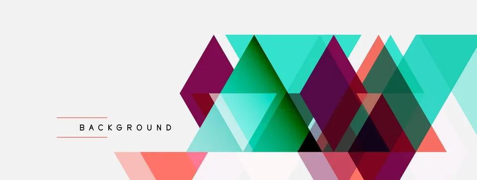 Abstract geometric shapes overlap, creating vibrant background. Triangles 스톡 일러스트