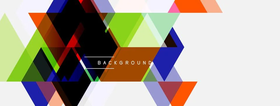 Abstract geometric shapes overlap, creating vibrant colorful background. Desi 库存插图