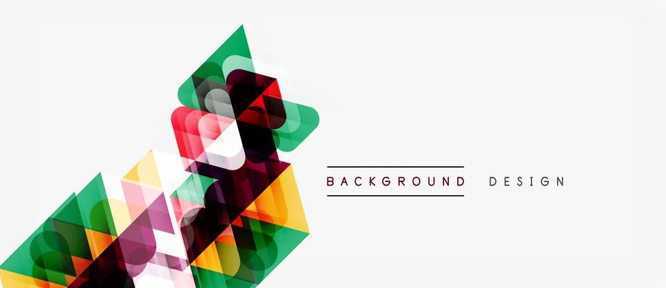Abstract geometric shapes overlap, creating vibrant color gradients. Modern Stock Illustration
