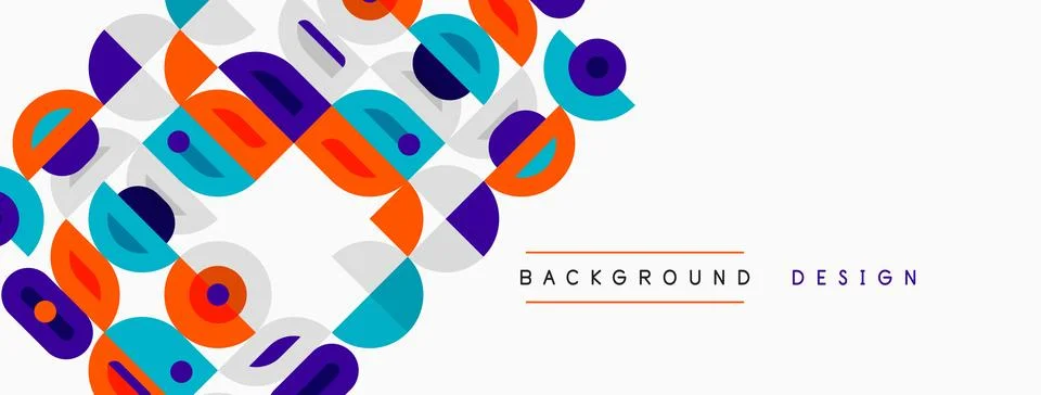 Abstract geometric shapes overlap, creating vibrant colorful background. Mode Illustrazione stock
