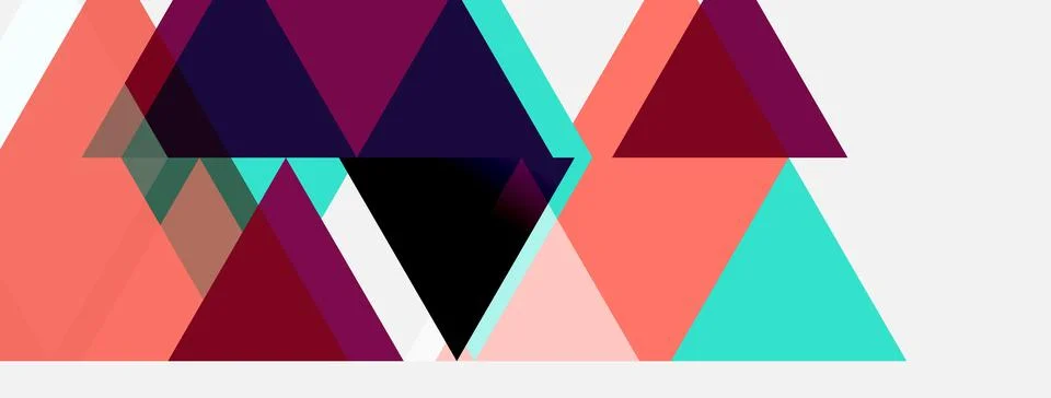Abstract geometric shapes overlap, creating vibrant color blocks. Triangles Stock Illustration
