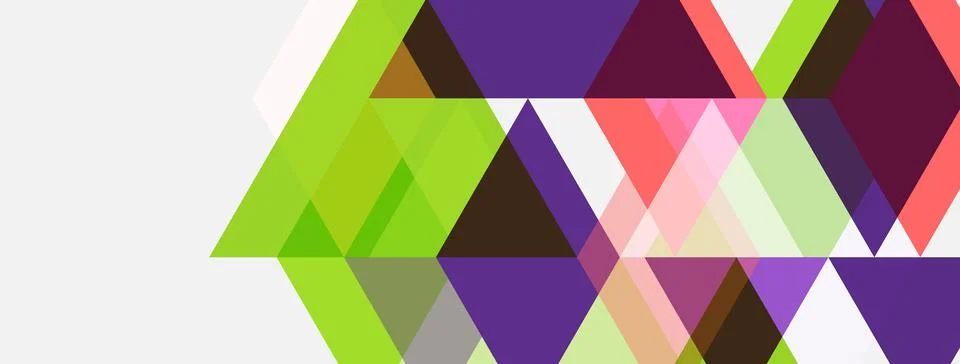 Abstract geometric shapes overlap, creating vibrant colorful pattern. Triangl 스톡 일러스트