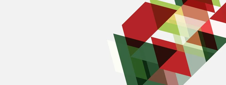 Abstract geometric shapes overlap, creating vibrant color blocks. Red, green, Stock Illustration