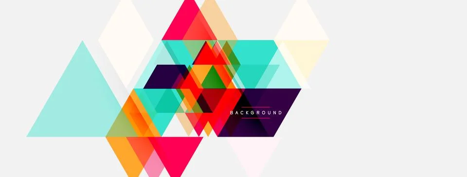 Abstract geometric shapes overlap, creating vibrant colorful background. Mode 库存插图