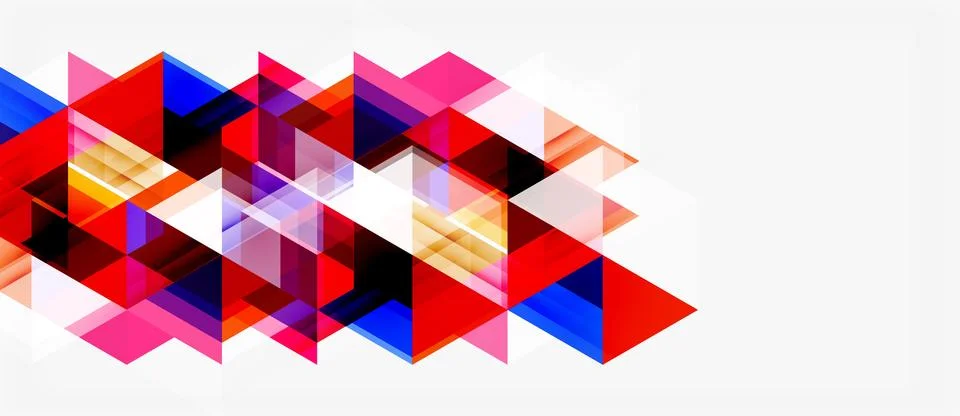 Abstract geometric shapes overlap, creating dynamic colorful pattern. Red, .. 스톡 일러스트