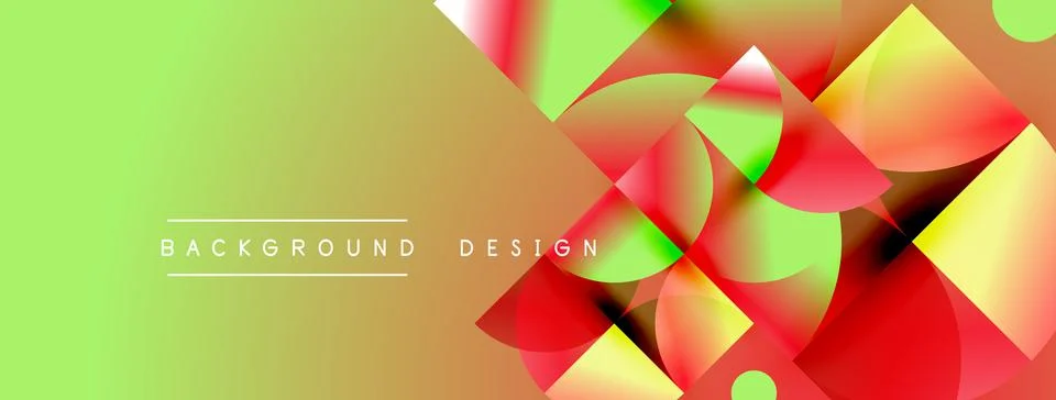 Abstract geometric shapes overlap, creating vibrant color gradients. Green 库存插图
