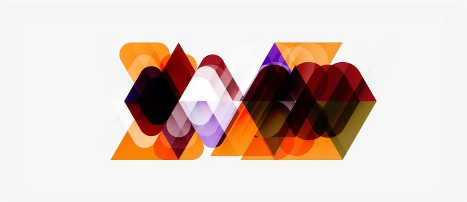 Abstract geometric shapes overlap, creating dynamic composition. Warm colors Illustrazione stock