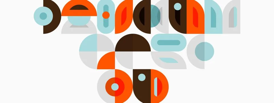 Abstract geometric shapes overlap, creating midcentury modern design. Colors Illustrazione stock