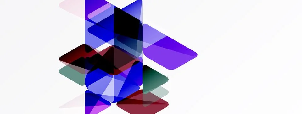 Abstract geometric shapes overlap, creating layered visual effect. Colors Stock Illustration