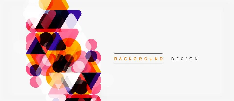 Abstract geometric shapes overlap, creating vibrant colorful composition. M.. Illustrazione stock
