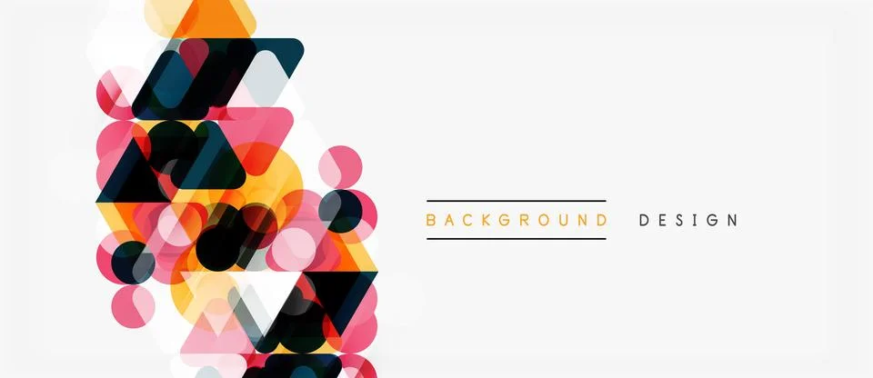Abstract geometric shapes overlap, creating vibrant color composition. Modern 库存插图