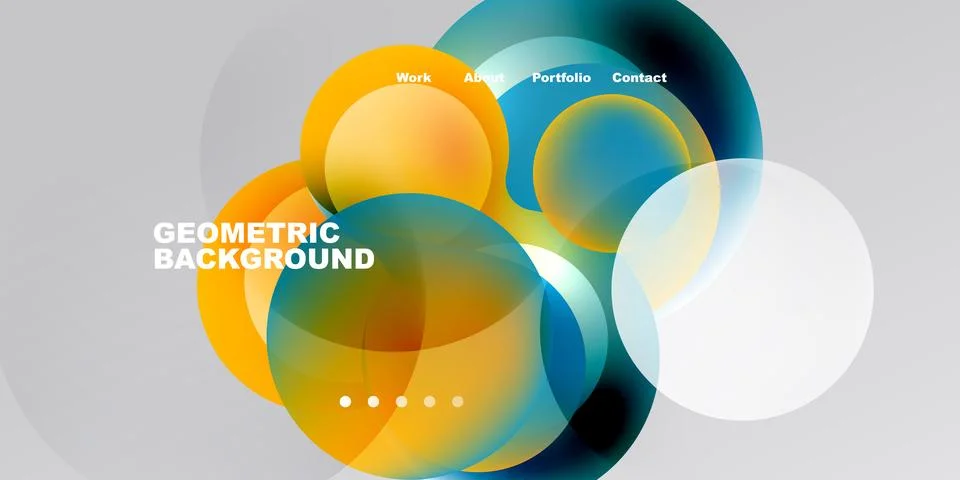 Abstract geometric shapes overlap, creating vibrant color blends. Text labels Stockillustratie