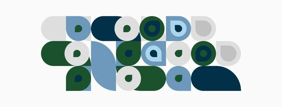 Abstract geometric shapes overlap, creating modern pattern. Colors include .. 스톡 일러스트