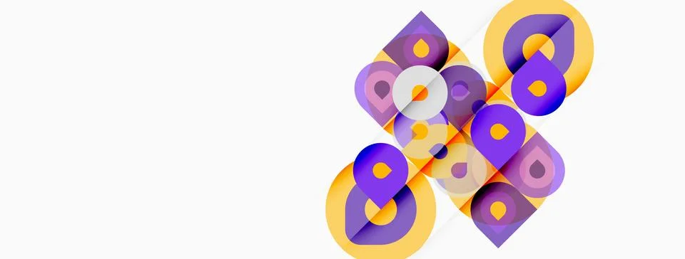 Abstract geometric shapes overlap, creating vibrant visual pattern. Purple, 스톡 일러스트