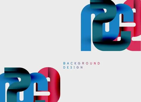Abstract geometric shapes overlap, creating dynamic visual composition. Red, Stock Illustration